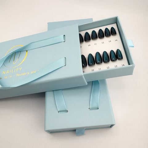 Deep Tide Cat Eye (blå, short almond)