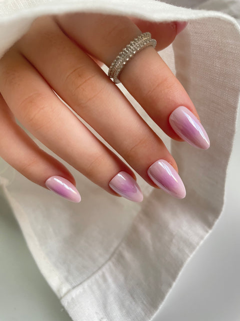Dreamwave Chrome (ljuslila/rosa ombre, Short Almond)