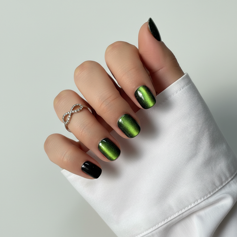 Forest Glitz Cat Eye (green, XS Squoval)