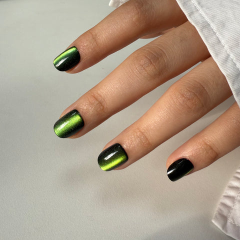 Forest Glitz Cat Eye (green, XS Squoval)